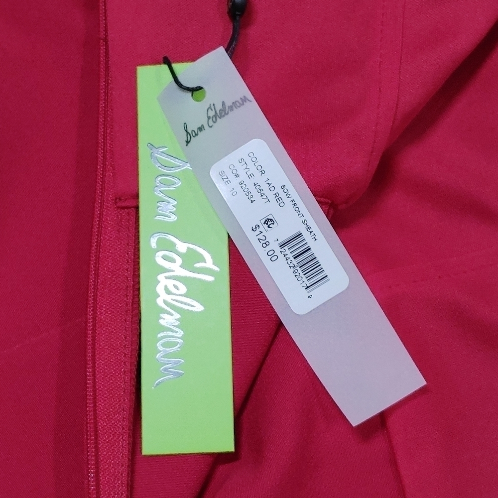 Sam Edelman Red Bow Front Sheath Strapless Dress Size 10 - Picture 11 of 13